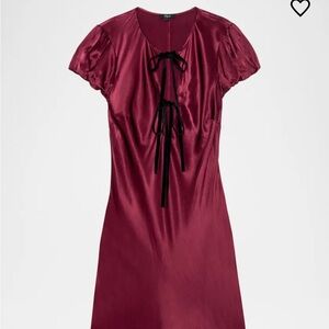 Rails Satin Burgundy Midi Dress with Black Ties